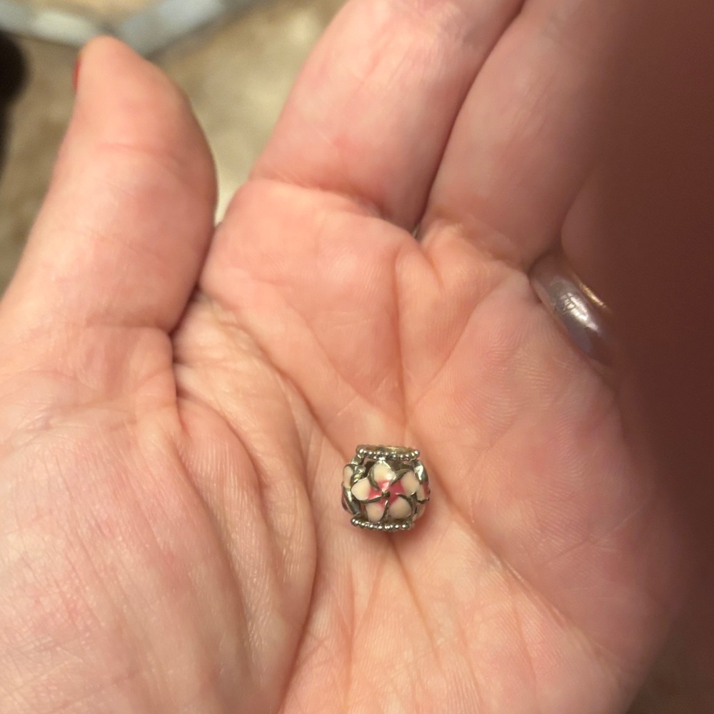 Pandora Pink and Silver Floral Charm